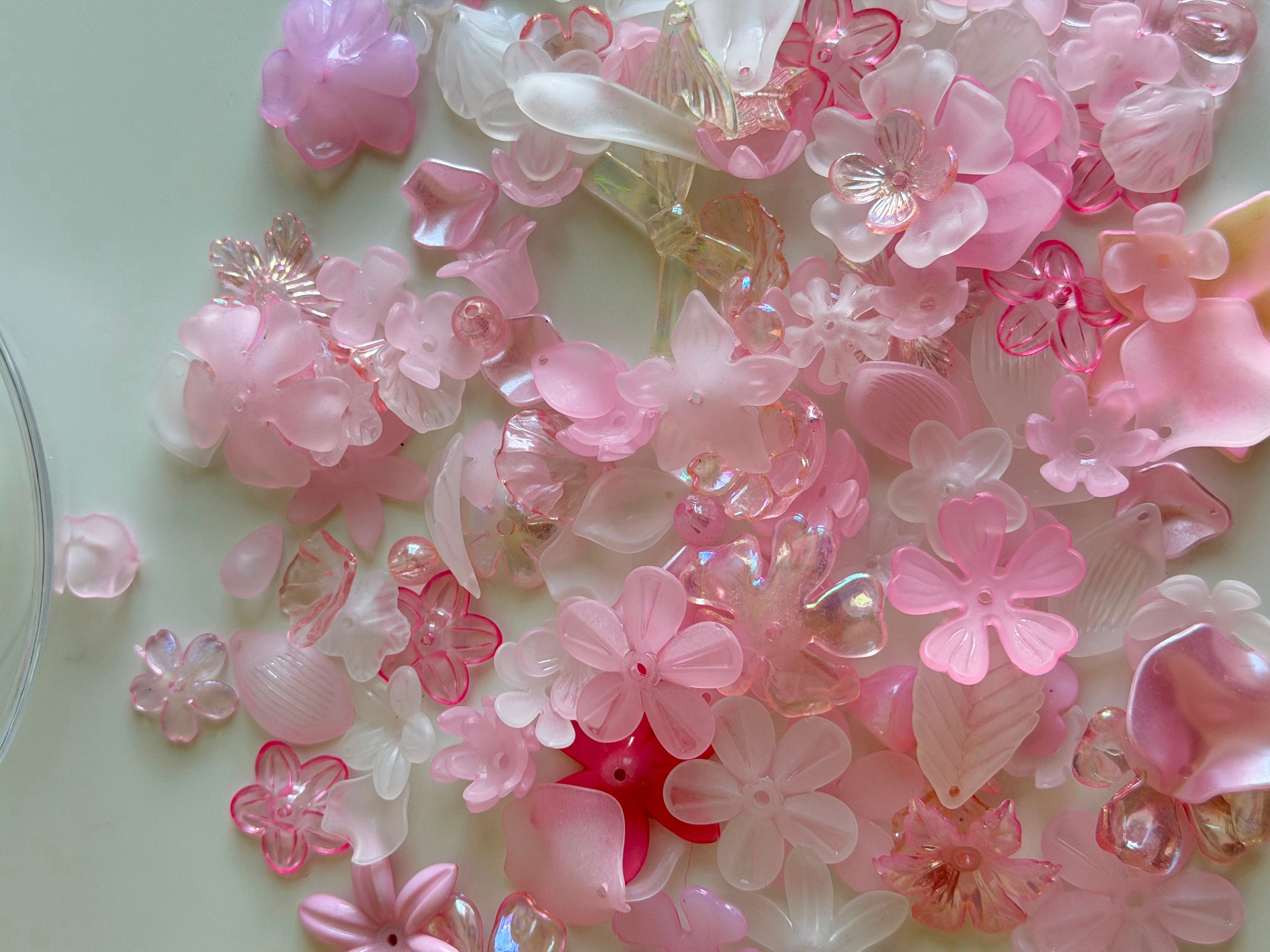 Pink Floral & Butterfly Acrylic Bead
