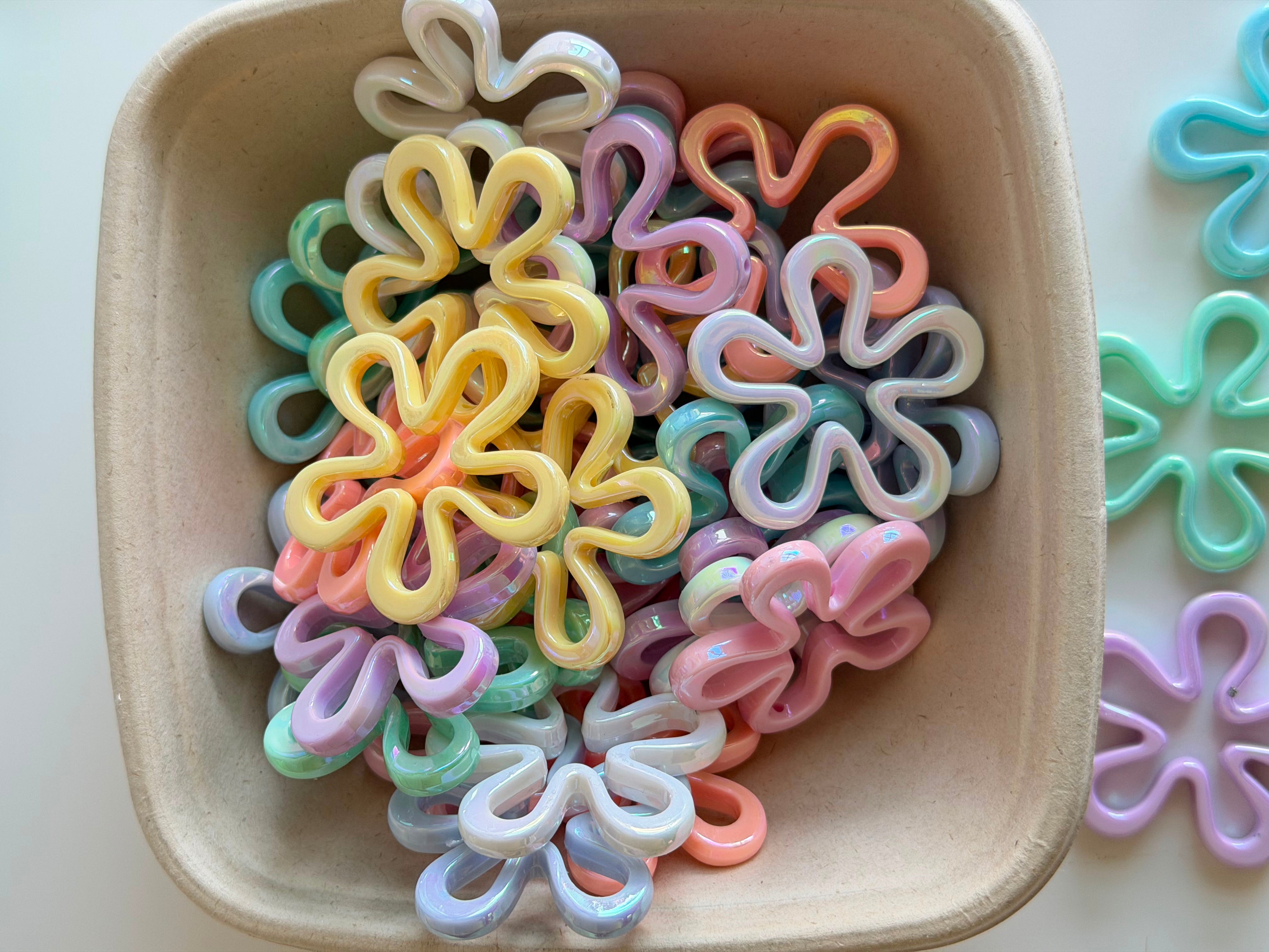 Pastel Flower Frame Acrylic Beads
