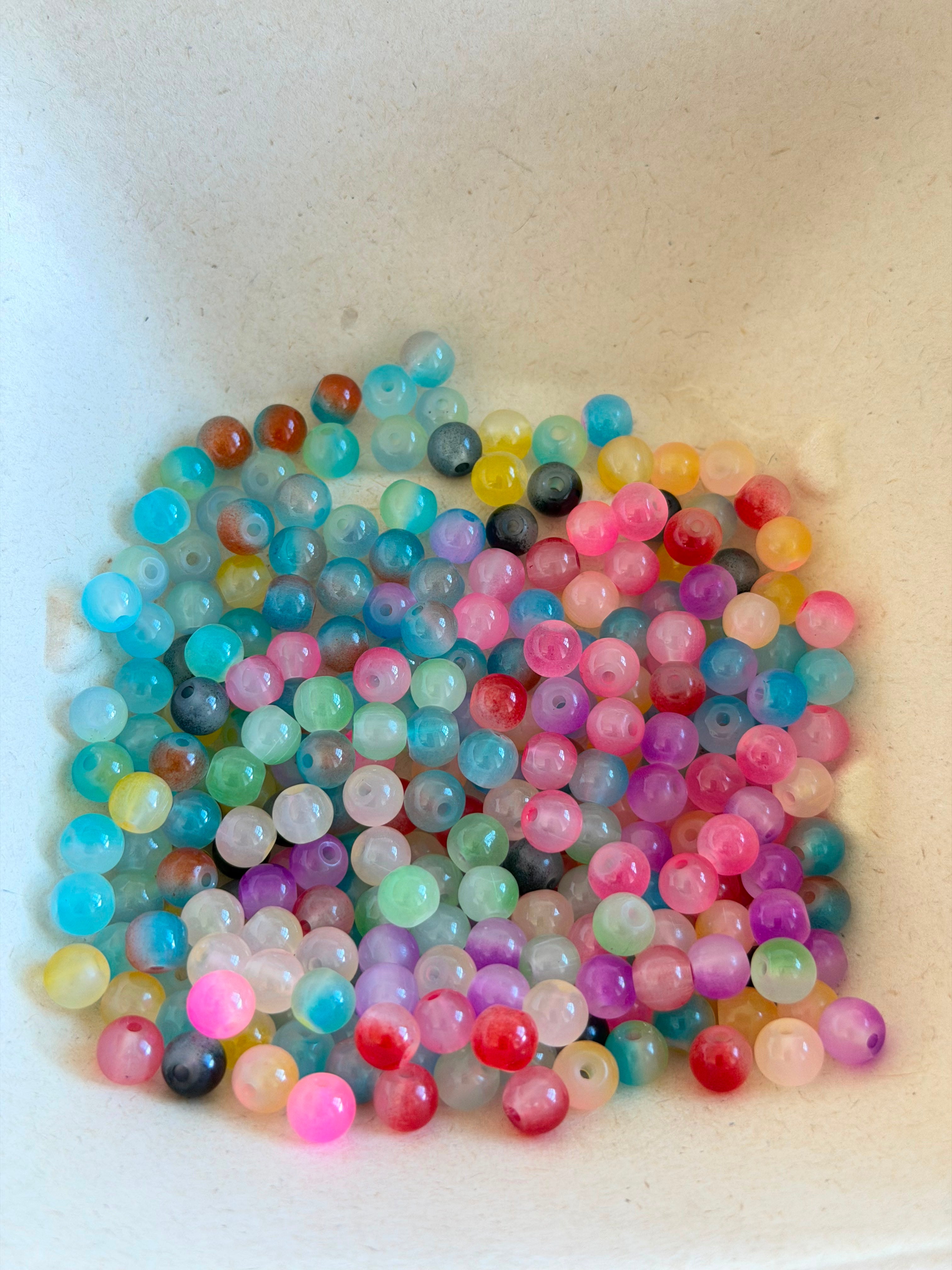 small frosted jelly round beads