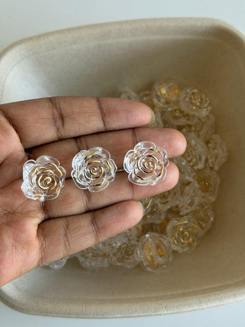 Clear Gold Rose Beads