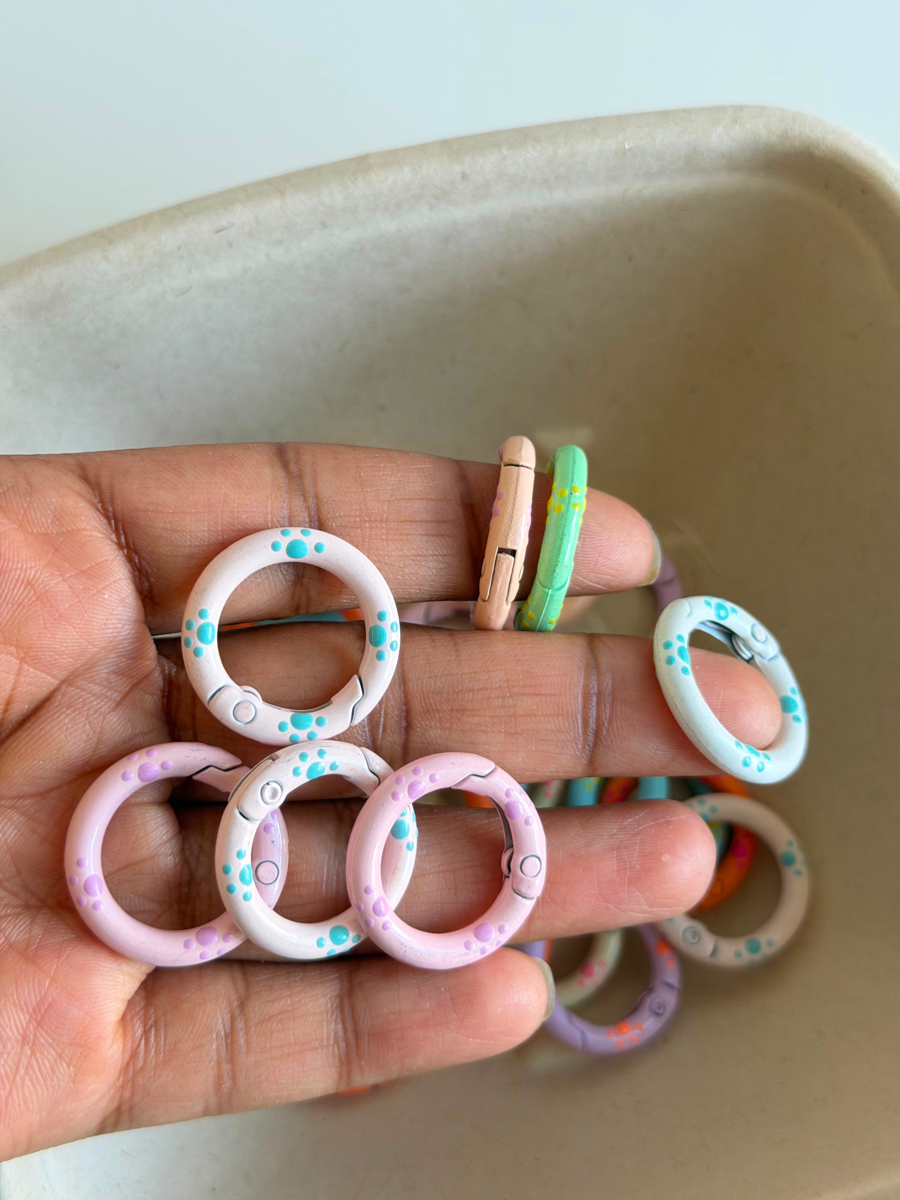 Pastel Paw Print Connector Rings