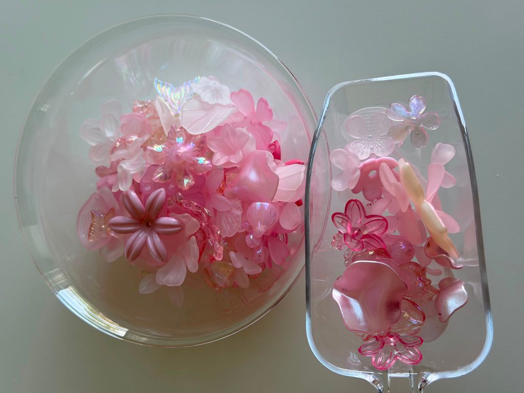 Pink Floral & Butterfly Acrylic Bead