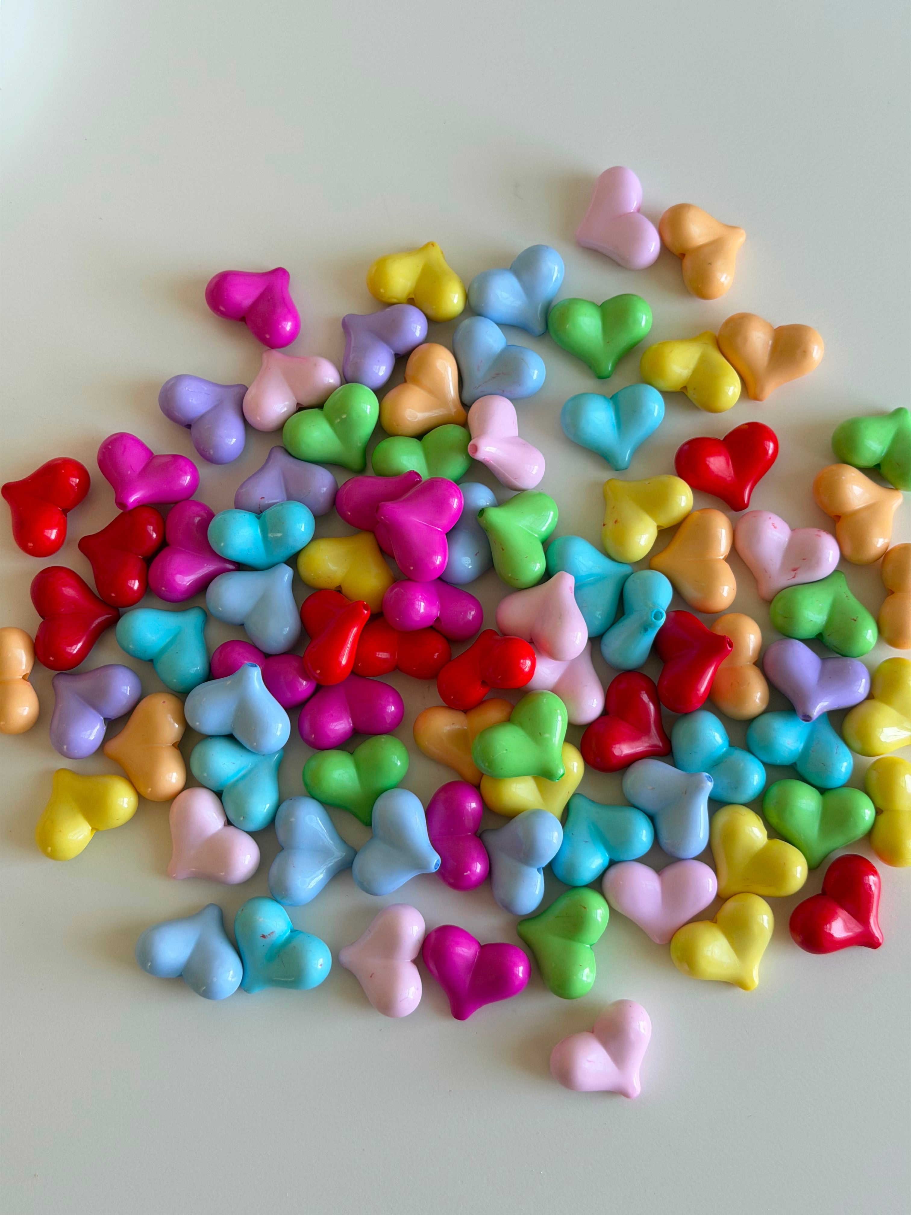 Colorful Puffy Heart Beads