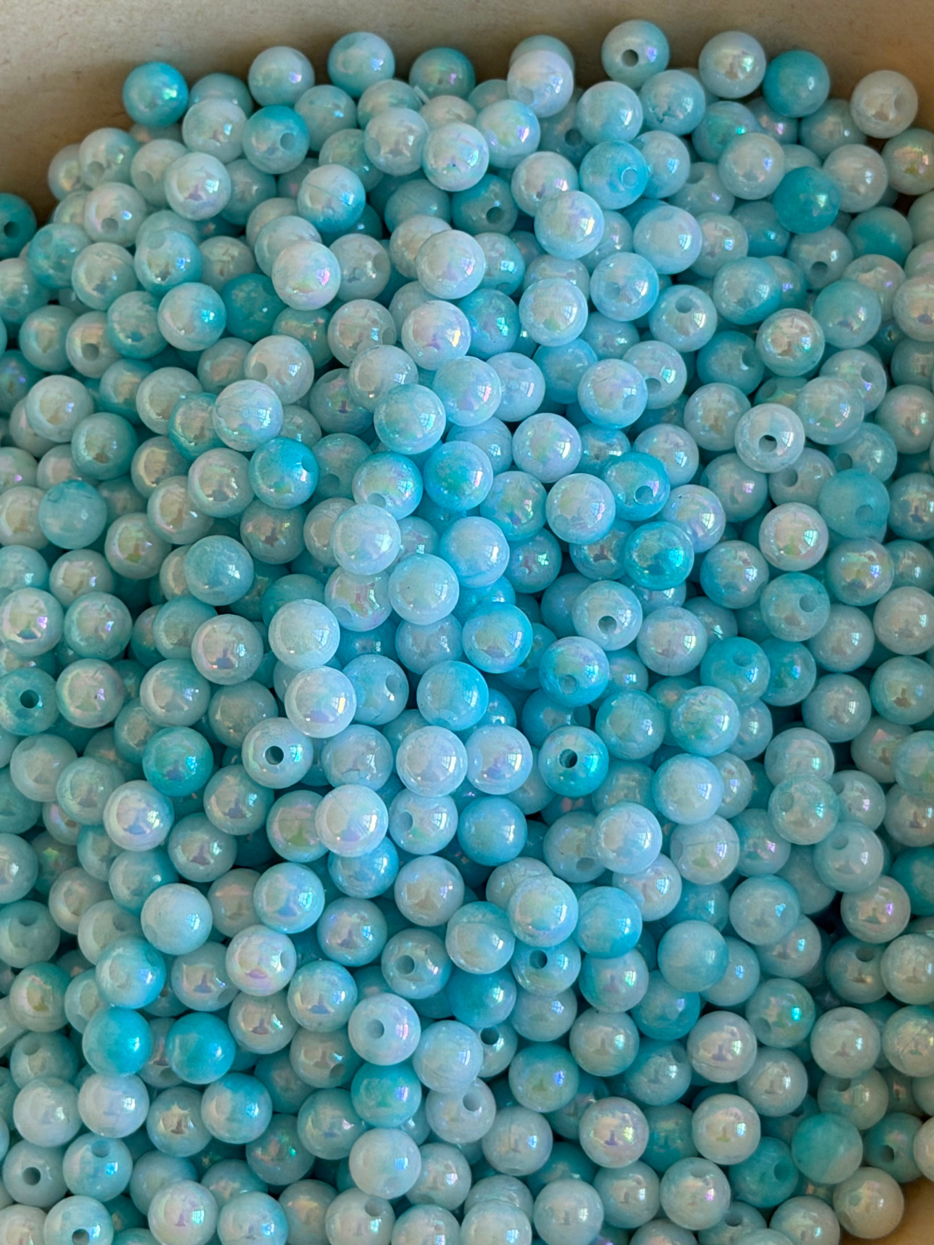 Frosted Sky Blue Pearl Beads