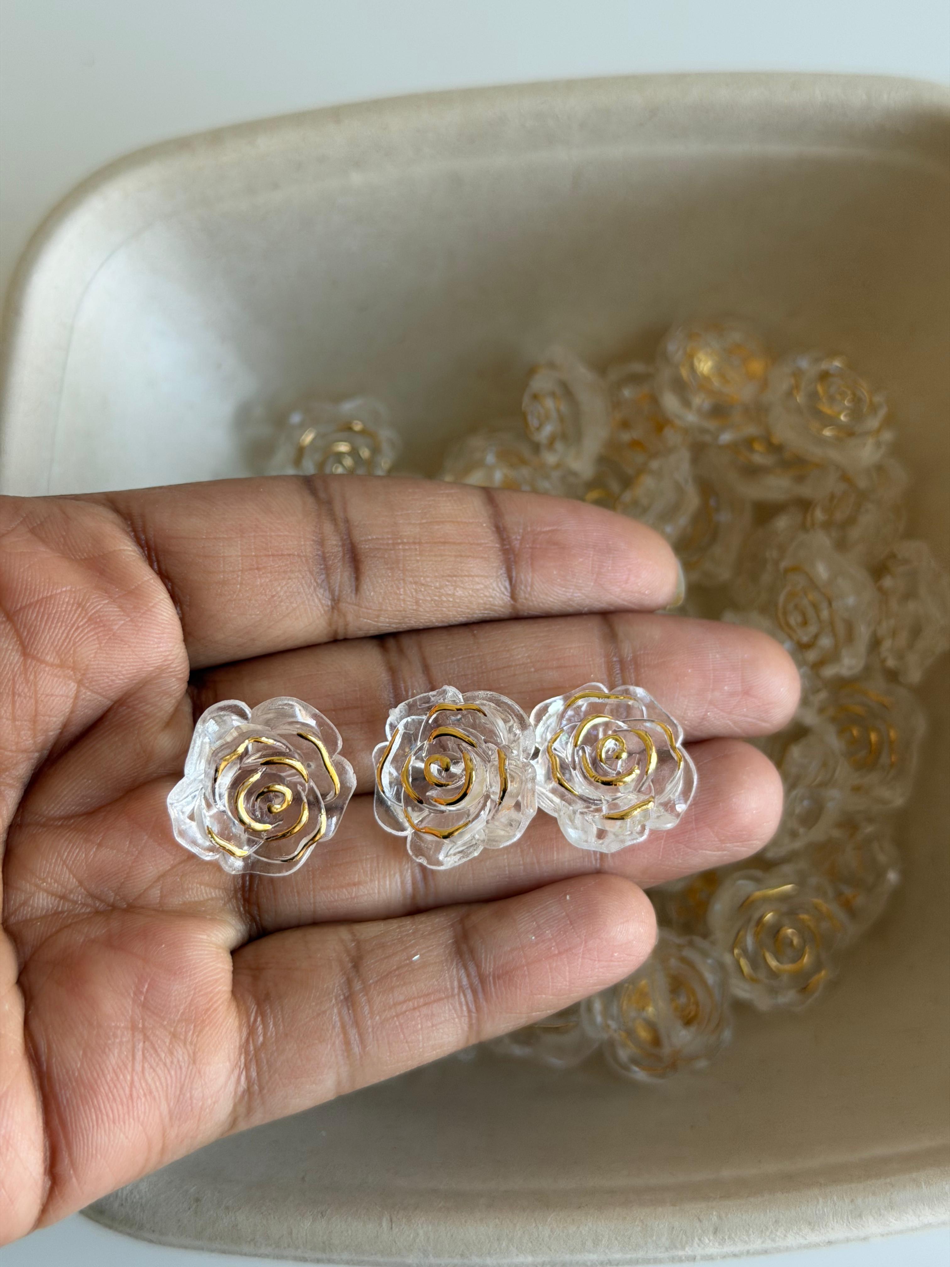 Clear Gold Rose Beads